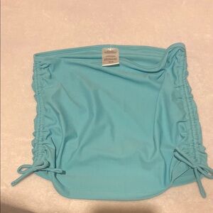 Blue Ruched Tie Front Crop Top